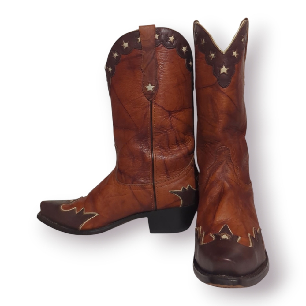Durango Pull On Small Star Western Cowgirl Boots Size 9